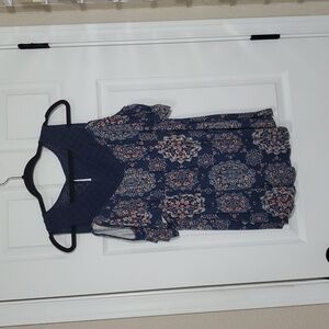 Torrid Navy and White Patterned Blouse